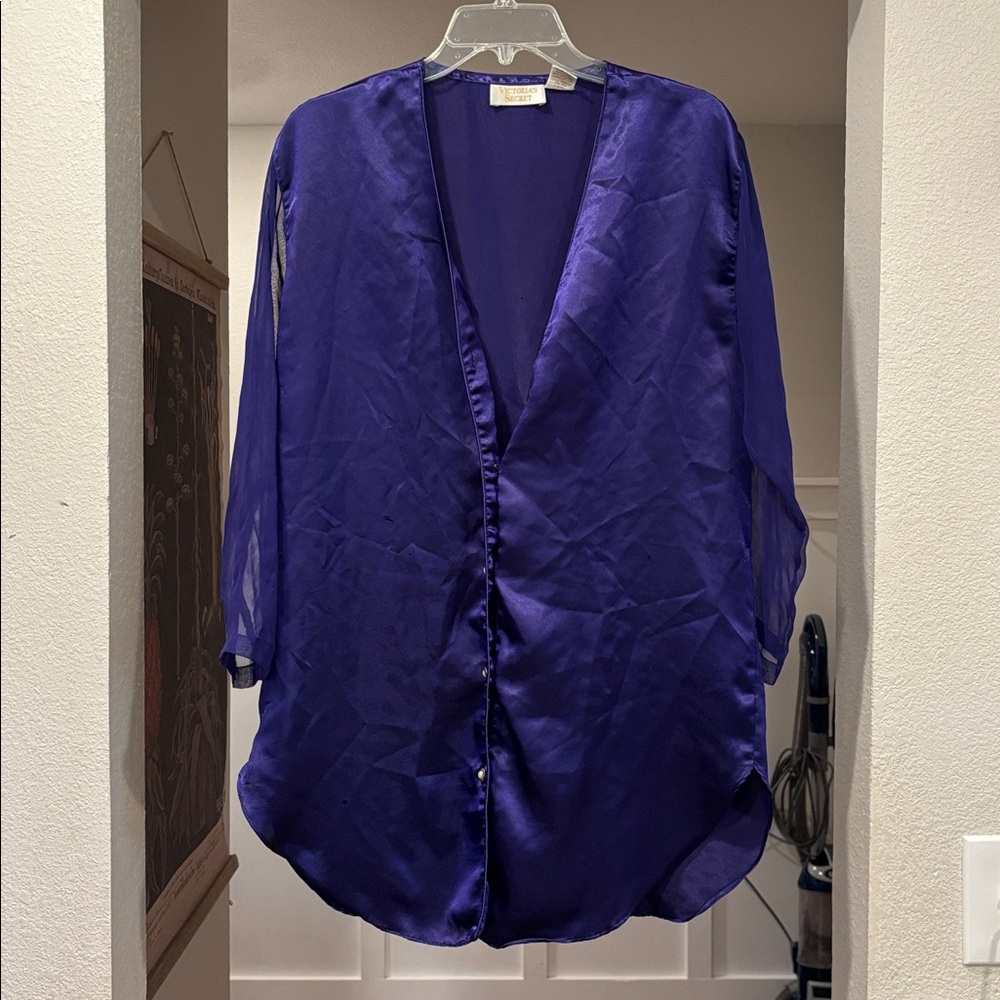 Vintage Gold Label VS Victoria Secret Purple Robe Pj Sleep Top Sheer Sexy Gift